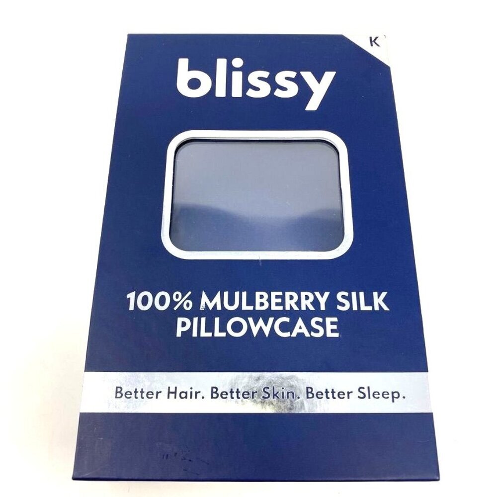 Blissy King 600 Thread Count Silk Pillowcase Navy Blue OR Blush Pink 20" x 36" - Picture 8 of 16